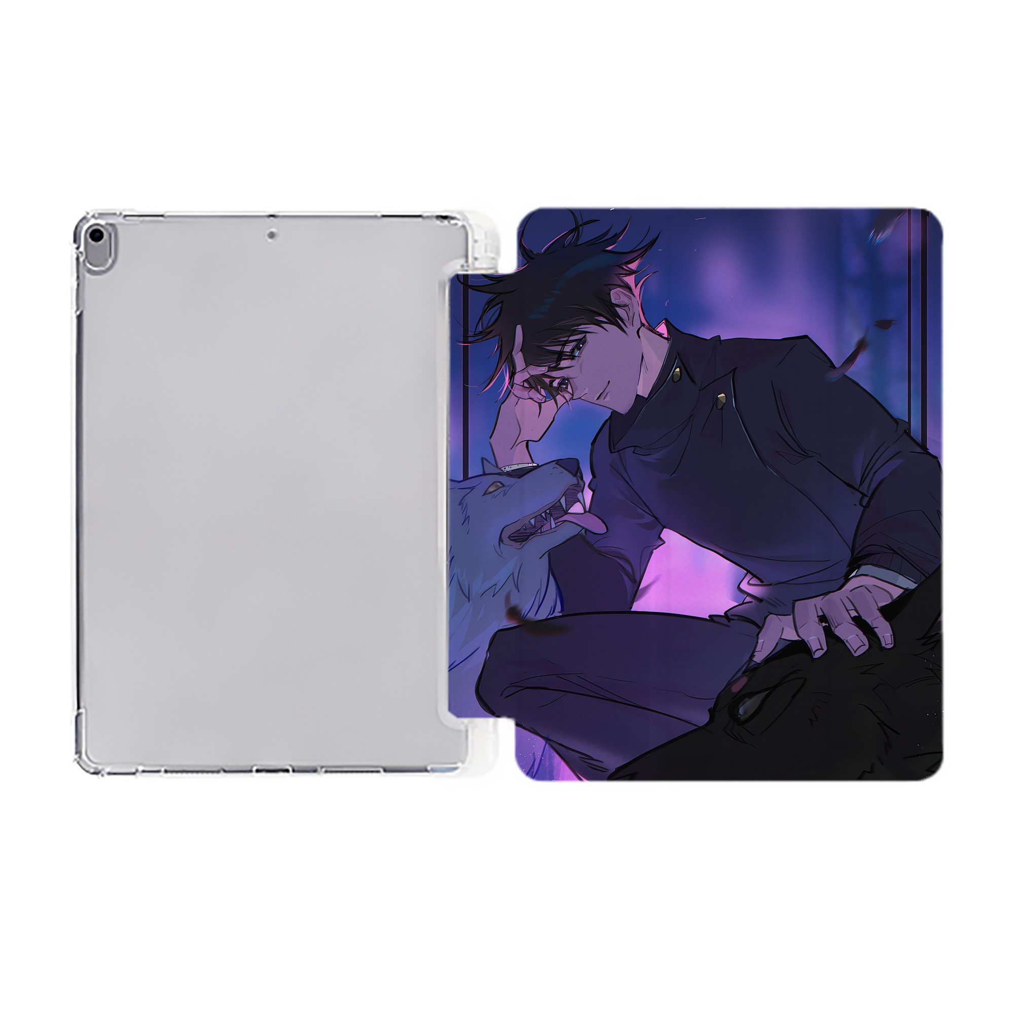 （画像用） 呪術廻戦 Jujutsu Kaisen IPad ケース ペン収納付き 三つ折りスタンド PUレザー×シリコン 対応機種9.5/10.5/10.9インチ